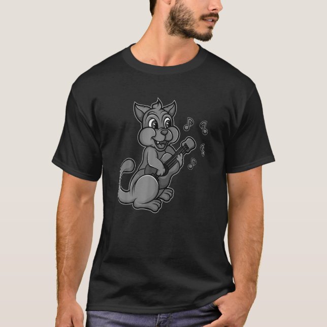 Cat Playing Ukelele Cool Kitten Uke Artist Guitar  T-Shirt (Front)