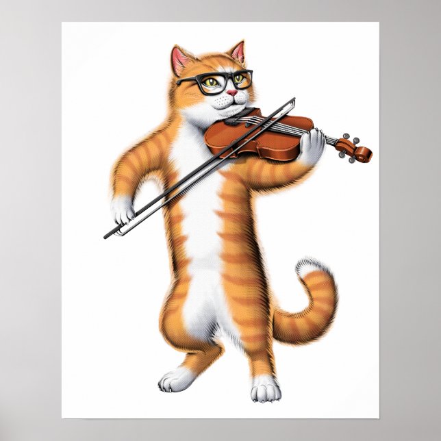 Cat Playing Violin Poster (Front)