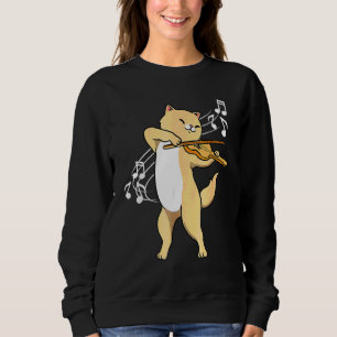 Cat Playing Violin Violinist Fun Cats Playing Viol Sweatshirt