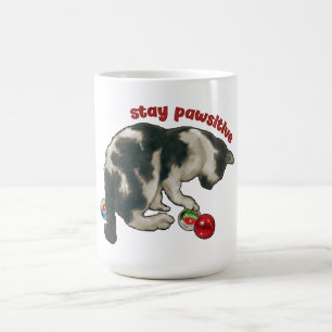 Cat Playing with MARBLES, Stay Pawsitive, Pun Coffee Mug