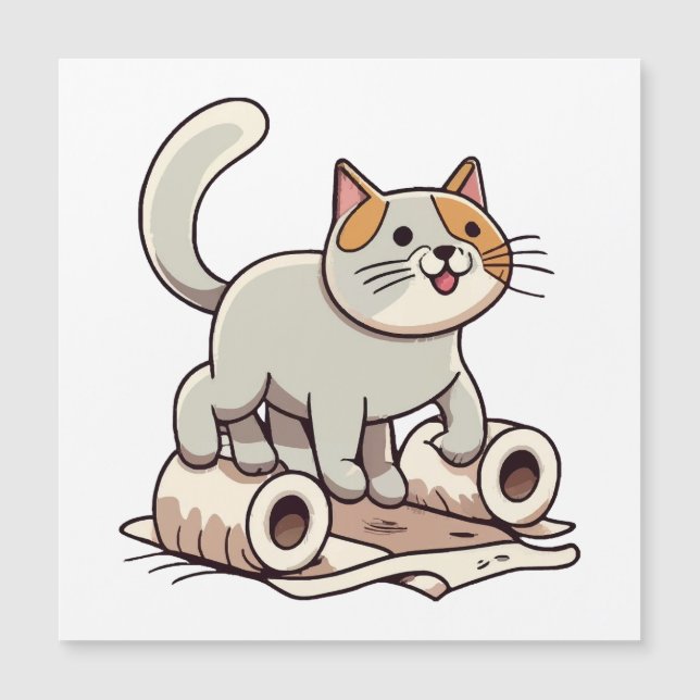 Cat Playing with Toilet Paper (Front)