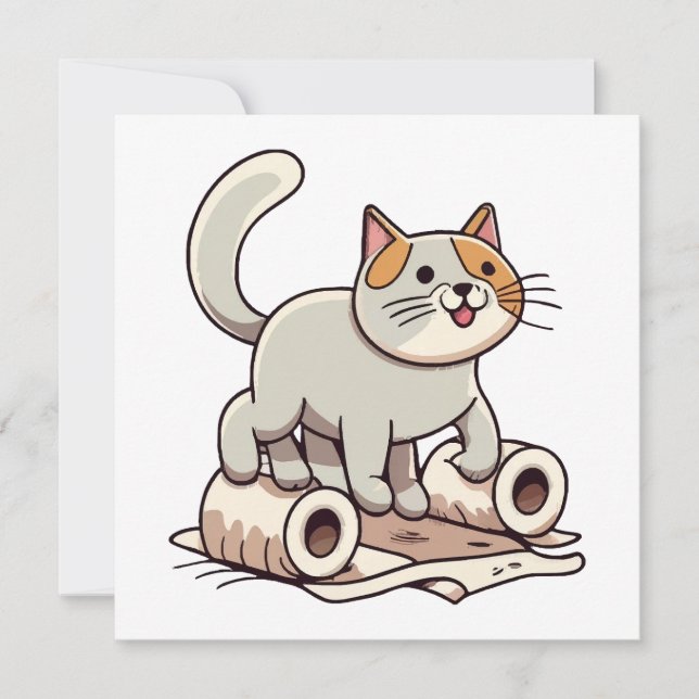 Cat Playing with Toilet Paper (Front)