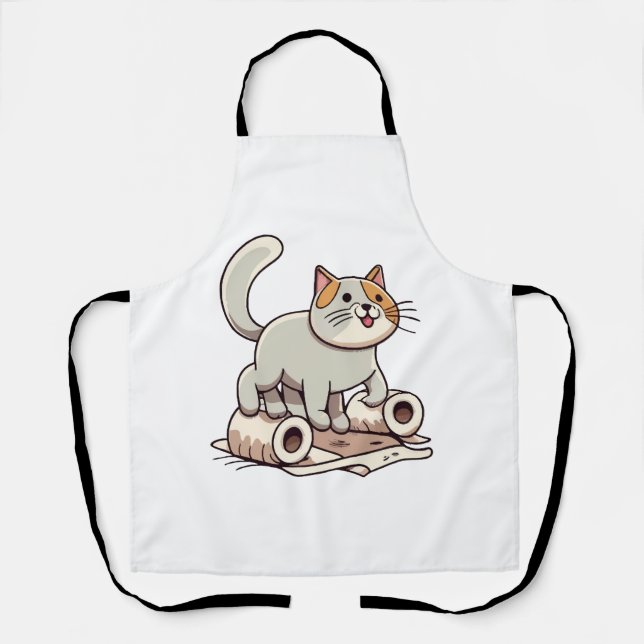 Cat Playing with Toilet Paper Apron (Front)
