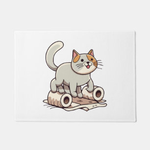Cat Playing with Toilet Paper Doormat