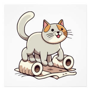 Cat Playing with Toilet Paper Photo Print