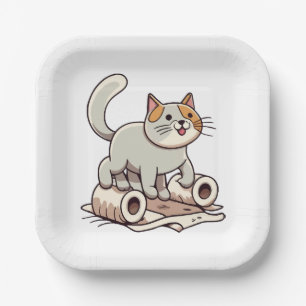 Cat Playing with Toilet Paper Plate