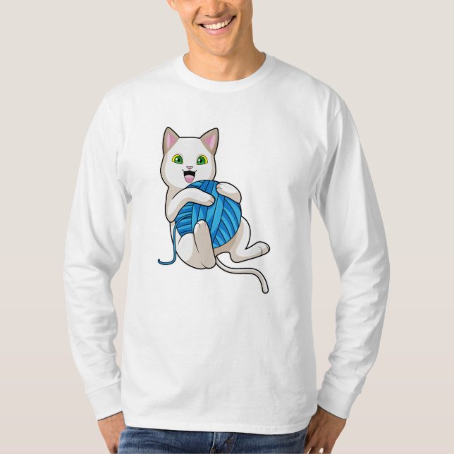 Cat Playing Wool T-Shirt (Front)
