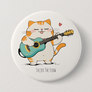 Cat Plays The Guitar 3 Inch Round Button