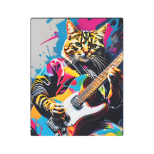 Cat plays the guitar, rock graffiti