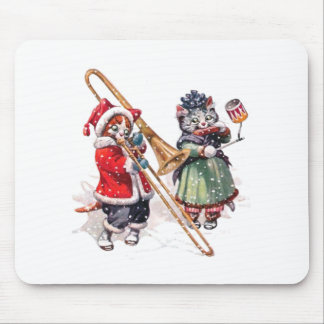 Cat Plays Trombone in the Snow Mouse Pad