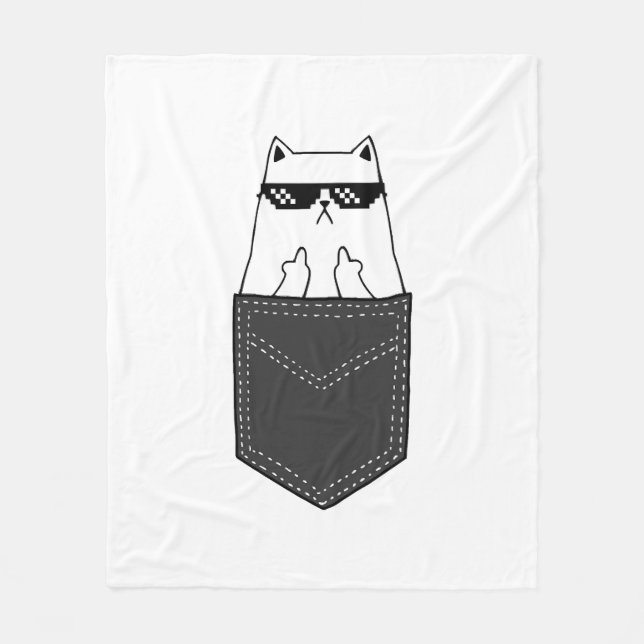 cat pocket    fleece blanket (Front)