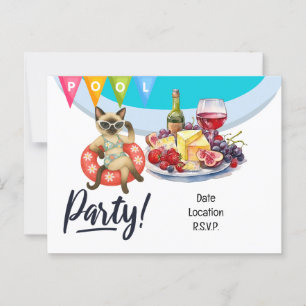 Cat Pool Birthday Party for Cat lovers Postcard