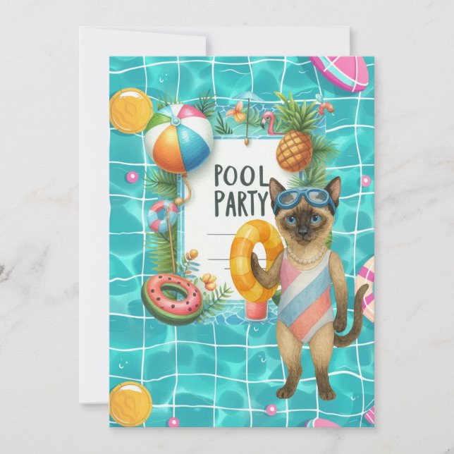 Cat Pool Party  Invitation (Front)
