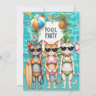 Cat Pool Party Invitation
