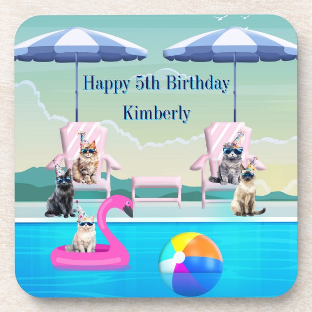 Cat Pool Pawty Coaster (Front)