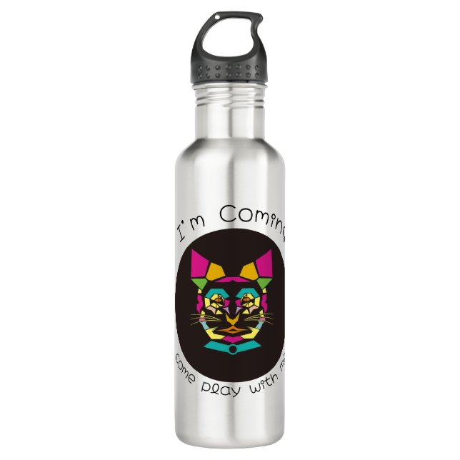 cat pop art 710 ml water bottle (Front)