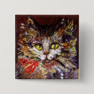 CAT PORTRAIT 2 INCH SQUARE BUTTON