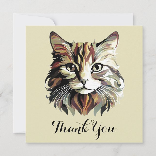 Cat Portrait Art Design Carte de remerciements (Devant)
