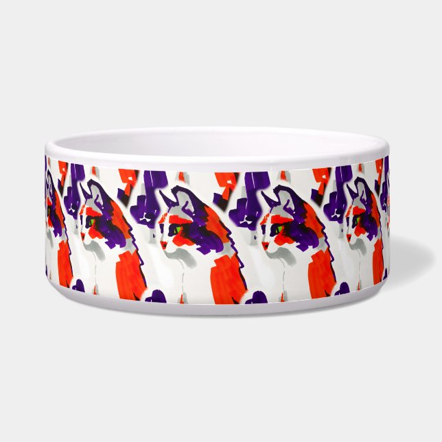 Cat Portrait – Bold Graphic Art Orange and Violet (Front)