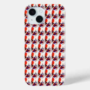 Cat Portrait – Bold Graphic Art Orange and Violet iPhone 15 Case