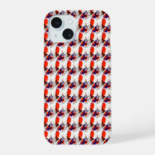 Cat Portrait – Bold Graphic Art Orange and Violet iPhone 15 Case