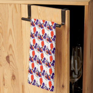 Cat Portrait – Bold Graphic Art Orange and Violet Kitchen Towel