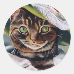 Cat Portrait Classic Round Sticker