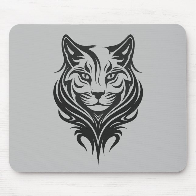 Cat Portrait Furry Cool Vector Graphic Mouse Pad (Front)