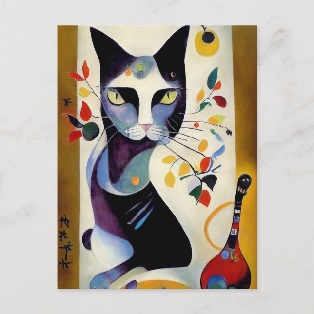 Cat portrait in expressionistic style. Art Postcard (Front)