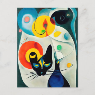 Cat portrait in expressionistic style. Classic Art Postcard