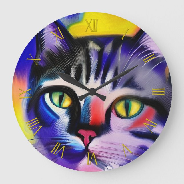 Cat portrait large clock (Front)
