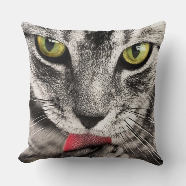 Cat Portrait Throw Pillow (Front)