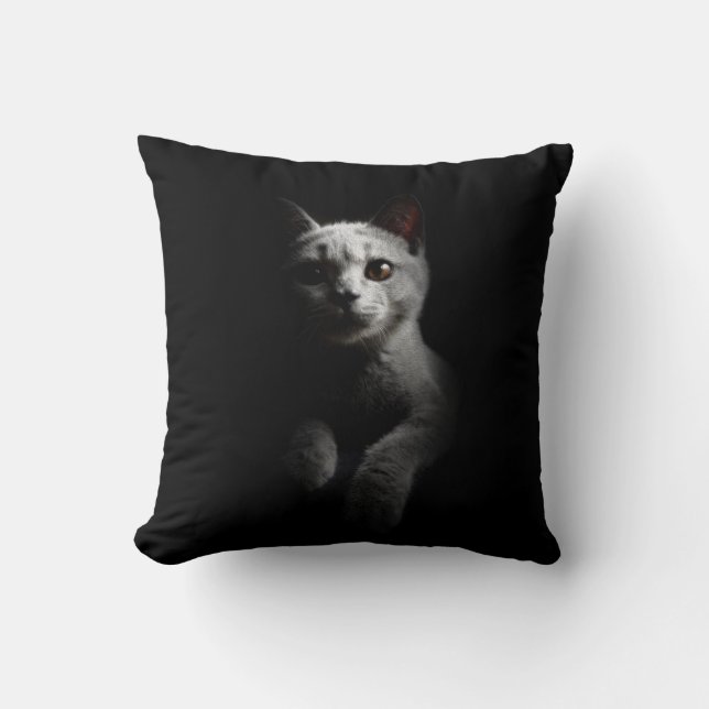 Cat Portrait Throw Pillow (Front)