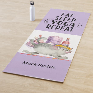 Cat Posing Yoga Eat Sleep Repeat  Mat