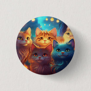 Cat Posse 1 Inch Round Button