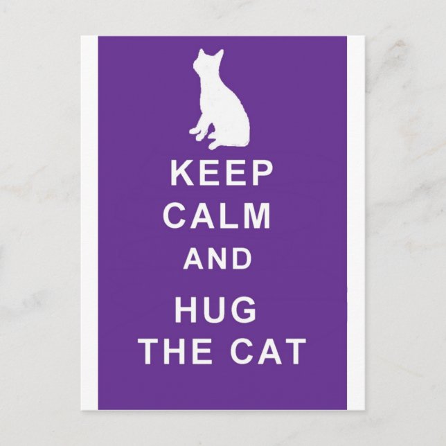 Cat postcard Keep Calm and Hug the Cat (Front)