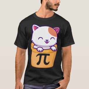 Cat Pot Pi Day Funny Pi Day Kids teacher math Love T-Shirt