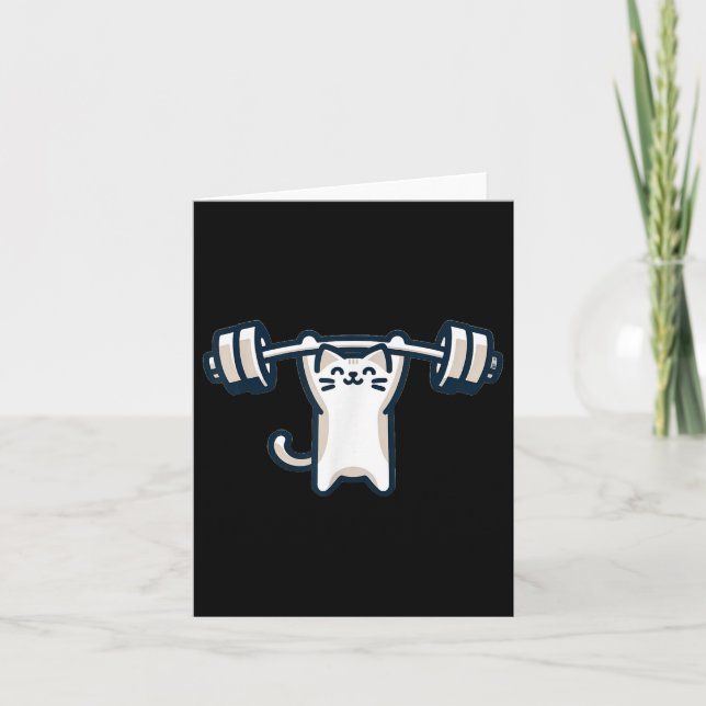 Cat Powerlifting Weightlifting Gym Workout  Card (Front)