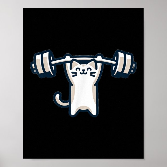 Cat Powerlifting Weightlifting Gym Workout  Poster (Front)