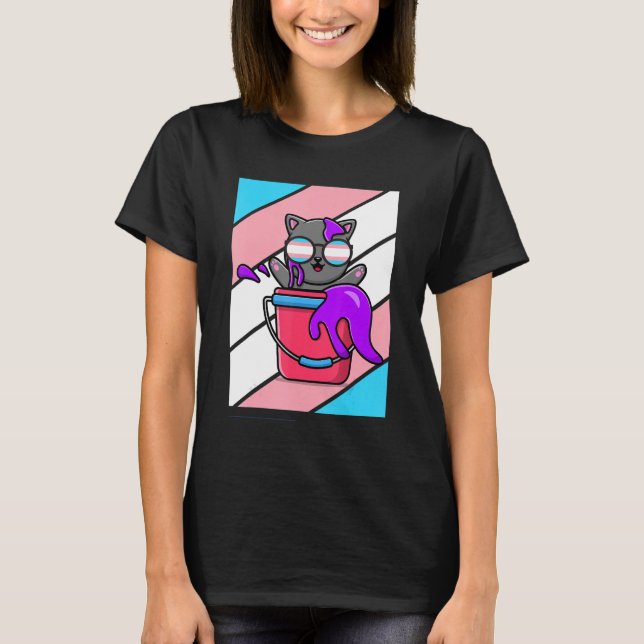 Cat Pride Colours Transgender Flag Lgbtq Proud All T-Shirt (Front)