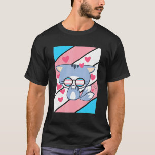 Cat Pride heart Transgender Flag LGBT Proud Ally P T-Shirt
