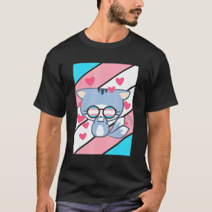 Cat Pride heart Transgender Flag LGBT Proud Ally P T-Shirt