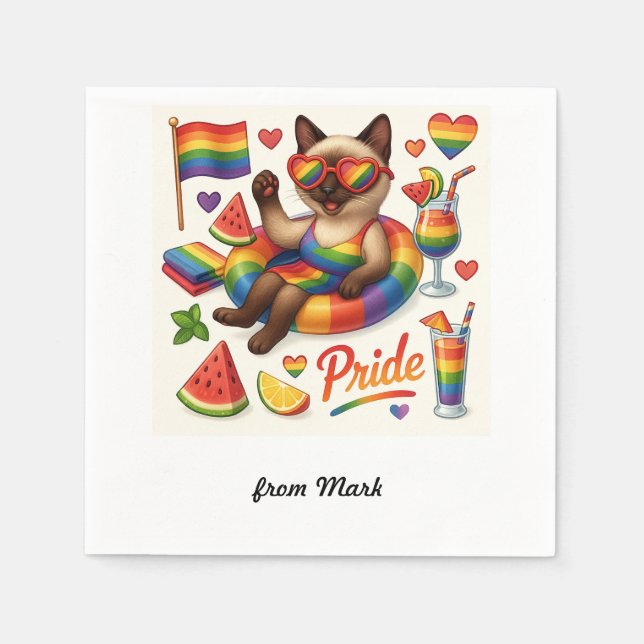 Cat Pride Paws Cat-inspired Pride LGBTQ Napkin (Front)