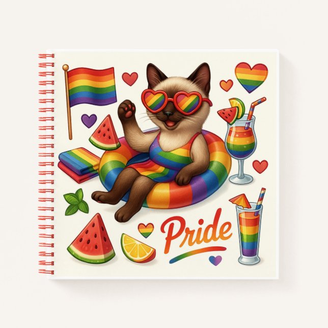 Cat Pride Paws Cat-inspired Pride LGBTQ Notebook (Front)