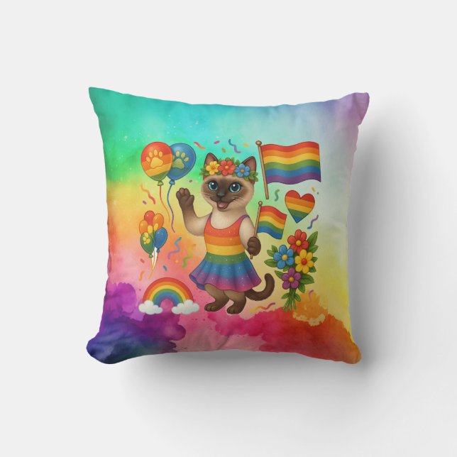 Cat Pride Paws Cat-inspired Pride LGBTQ Throw Pillow (Front)
