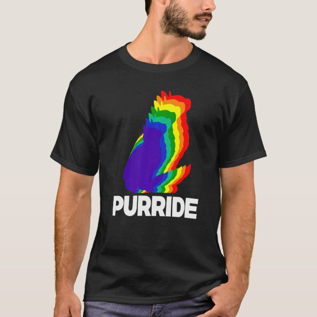 Cat Pride Purride Cat Rainbow Colour  Cat  Kitten  T-Shirt (Front)