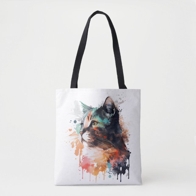 Cat Print for Cat Lover Cat Mom Tote Bag (Front)