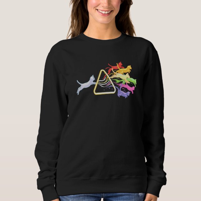 Cat Prism Rainbow Light Physics Science Spectral C Sweatshirt (Front)