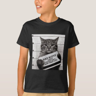 Cat Prison Jail Prisoner Bad Kitty Mugshot For Men T-Shirt