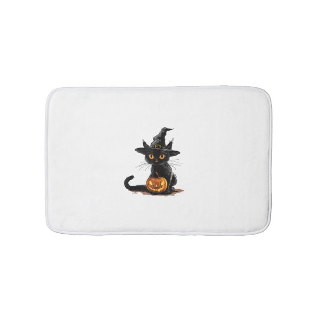 Cat Pumpkin Halloween  Bath Mat (Front)
